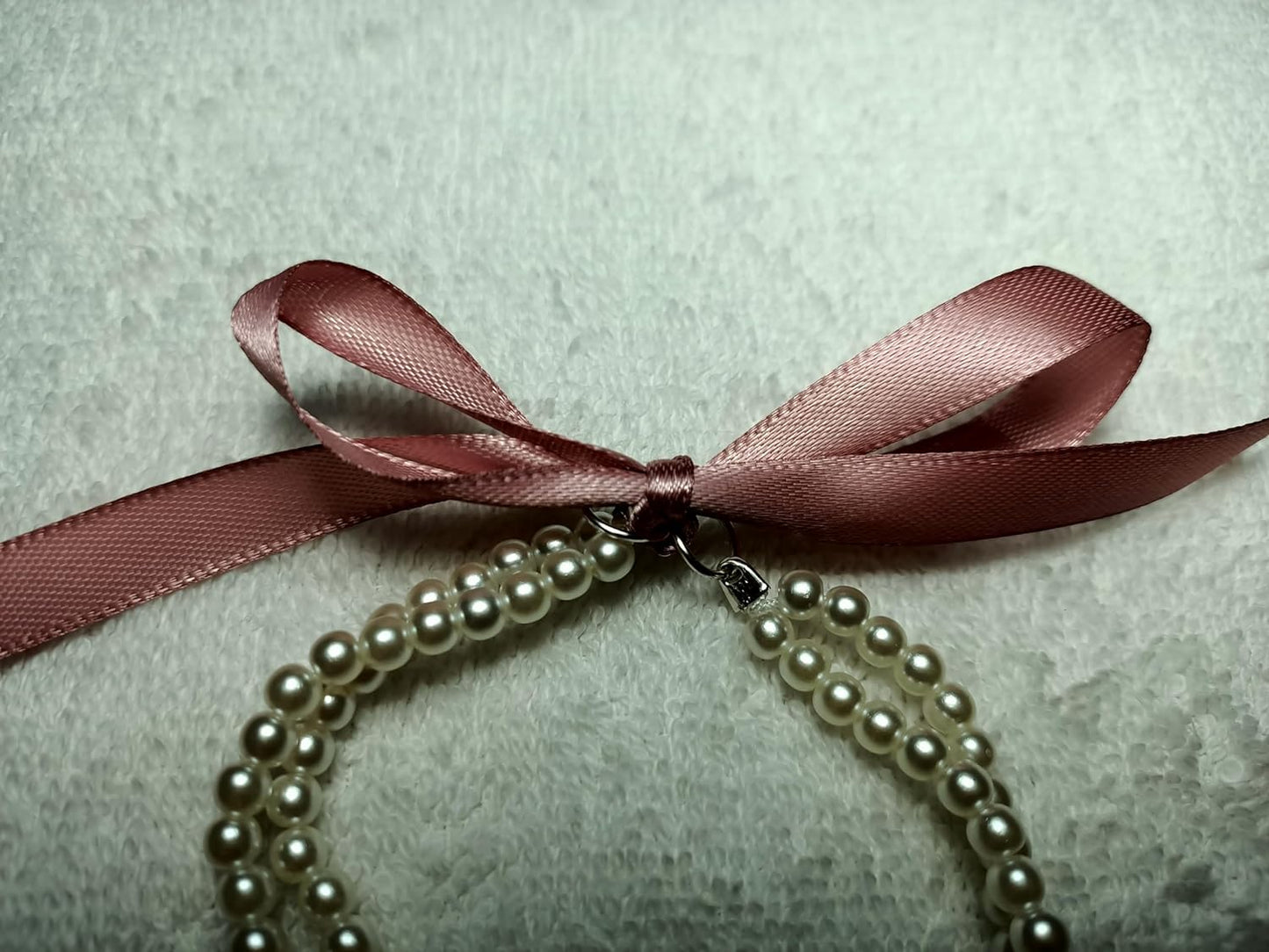 Pulsera de 2 TIRAS DE PERLAS con cierre en LAZO DE COLOR(3 tamaños)