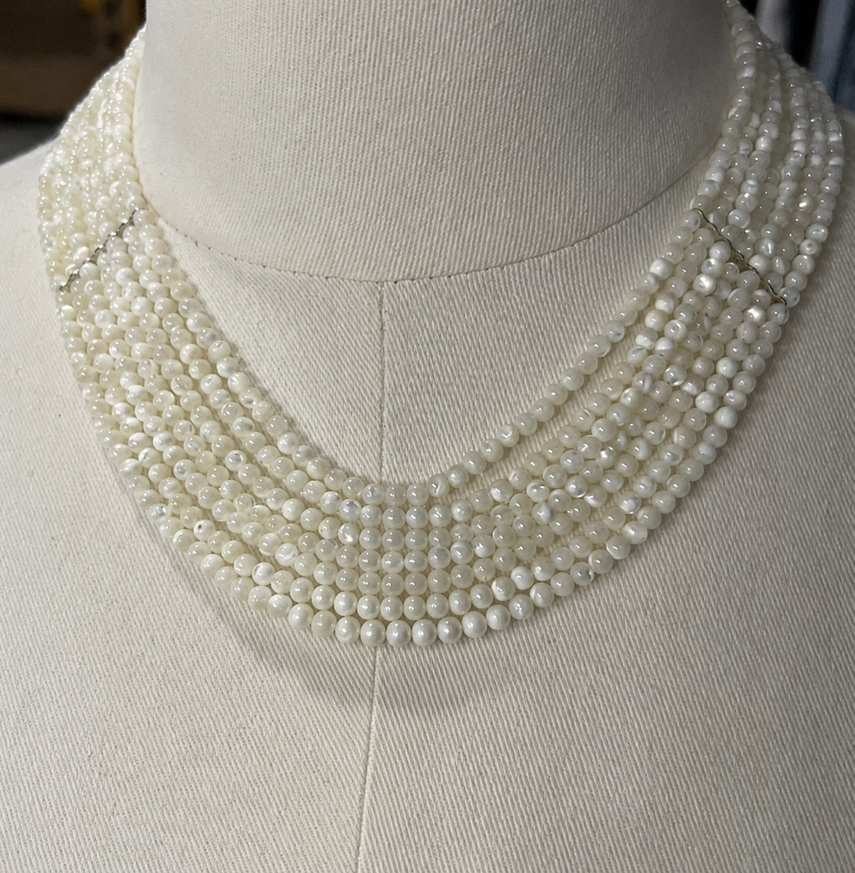 Conjunto Collar y Pulsera 7 Vueltas Nácar - A Medida