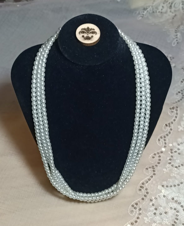 Collar 3 vueltas de PERLAS cierre OT en color PLATA