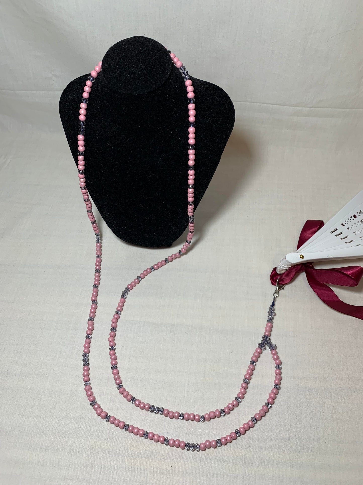 Porta Abanicos Colgante con abalorios Rosa