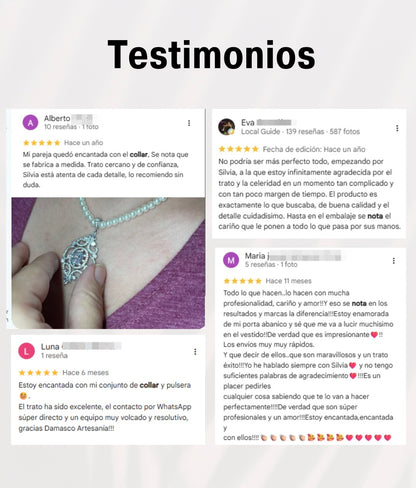 CONJUNTO a l'Antiga, collar y pulsera 5 vueltas de PERLAS