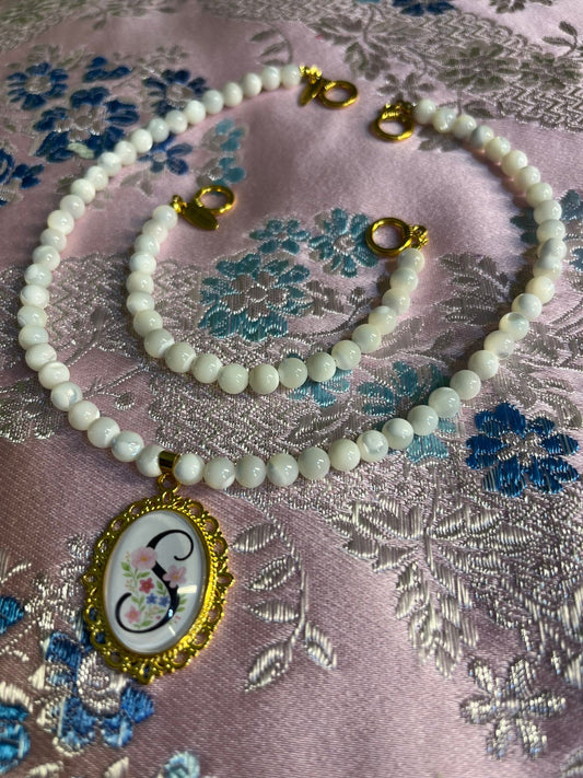 Conjunto Collar y pulsera Nácar 1 vuelta Personalizable
