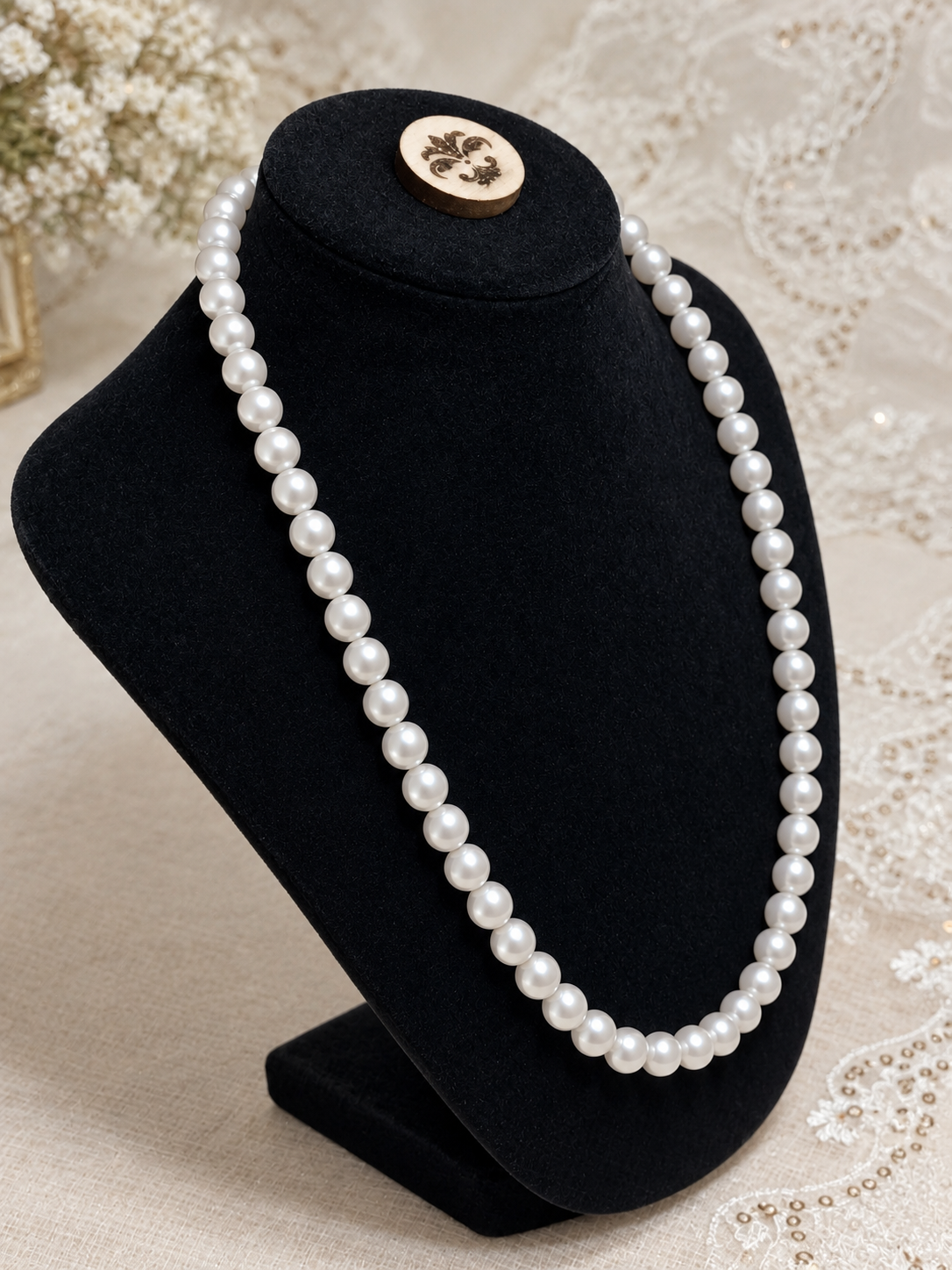 Conjunto de Collar y Pulsera de Perlas 1 vuelta Con Broche o Lazo
