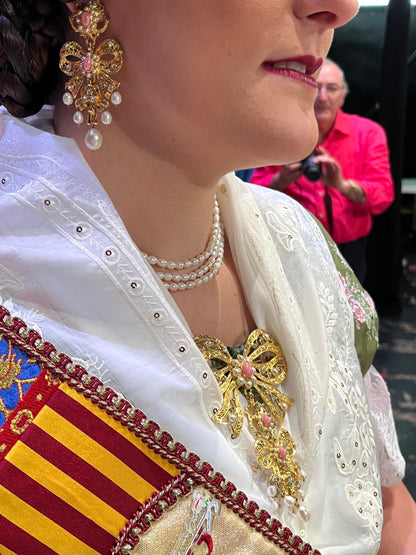 Conjunto Collar y Pulsera Perlas Naturales Cultivadas 3 Vueltas