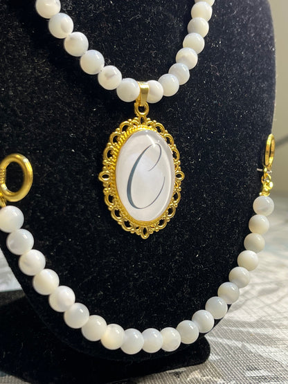 Conjunto Collar y pulsera Nácar 1 vuelta Personalizable
