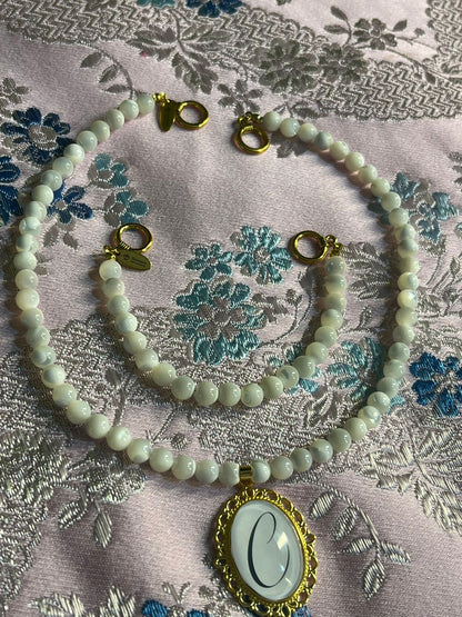 Conjunto Collar y pulsera Nácar 1 vuelta Personalizable