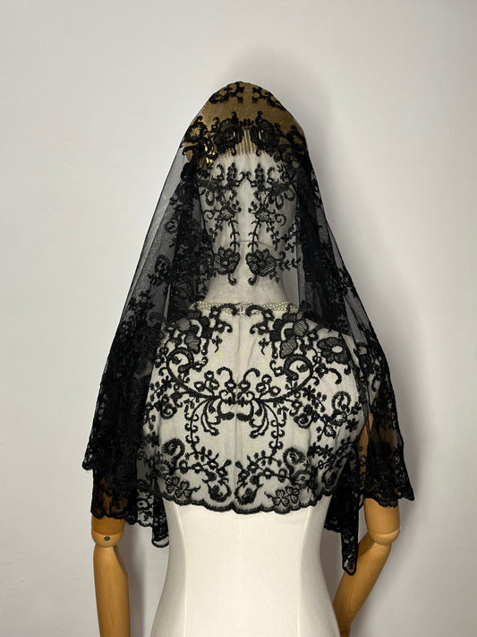 mantilla fallera negra