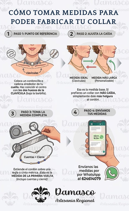 CONJUNTO Collar y pulsera 7 vueltas a l'ANTIGA de Perlas