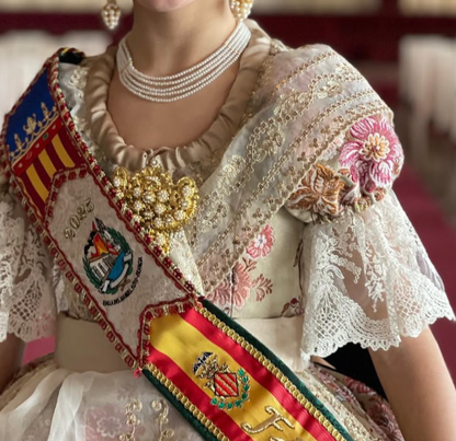 CONJUNTO Collar y pulsera 5 vueltas de PERLAS con broche acabados ORO o PLATA